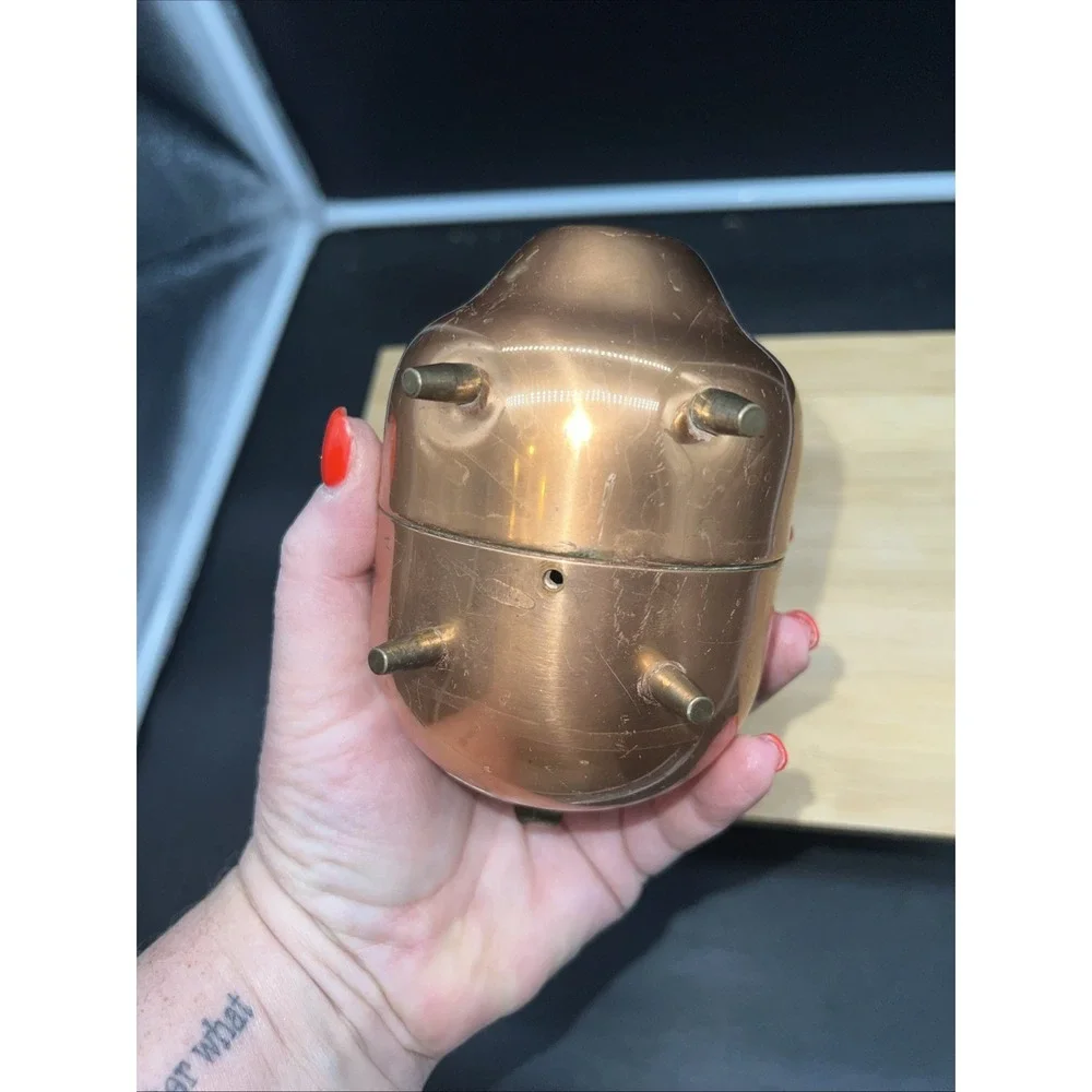 Vintage 1970s Coppercraft Guild Piggy Bank - Copper Brass Feet Pig Coin Bank 5